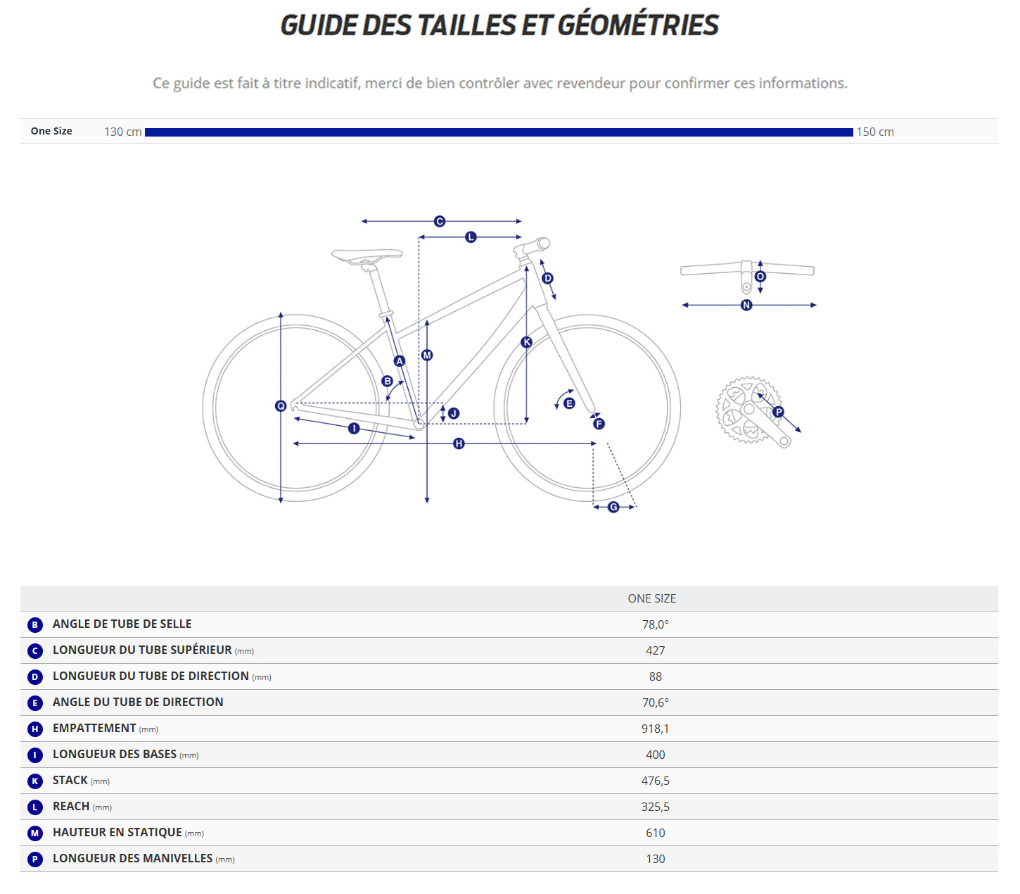 Guide de taille du velo Seek 2 année 2026